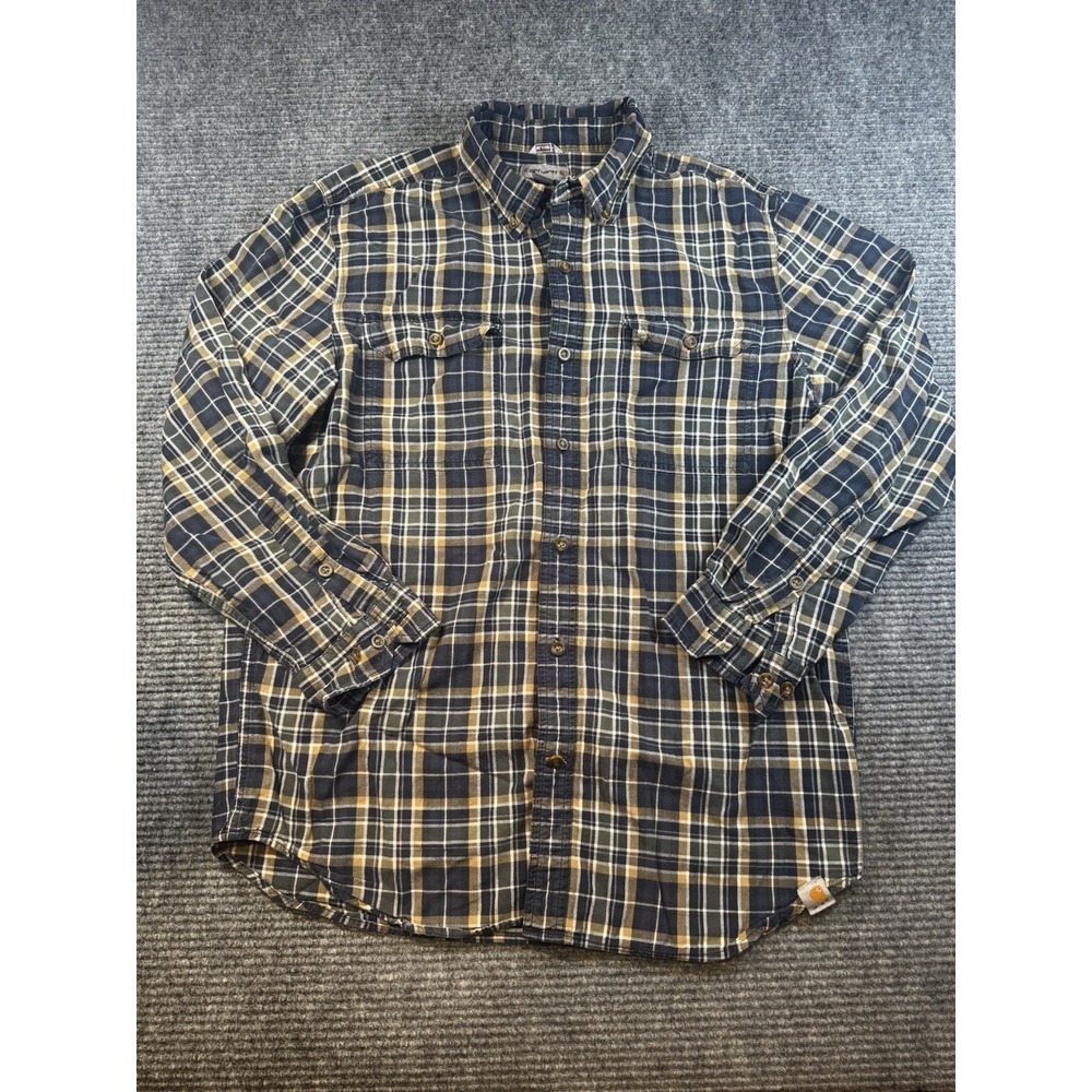 Carhartt Relaxed Fit Mens L Flannel Shirt Long Sleeve Multi Plaid RN#14806
